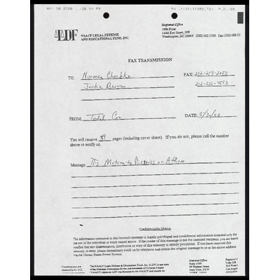 Fax to Co-Counsel from Cox RE: Motion to Dismiss or Affirm with Cover Sheet preview