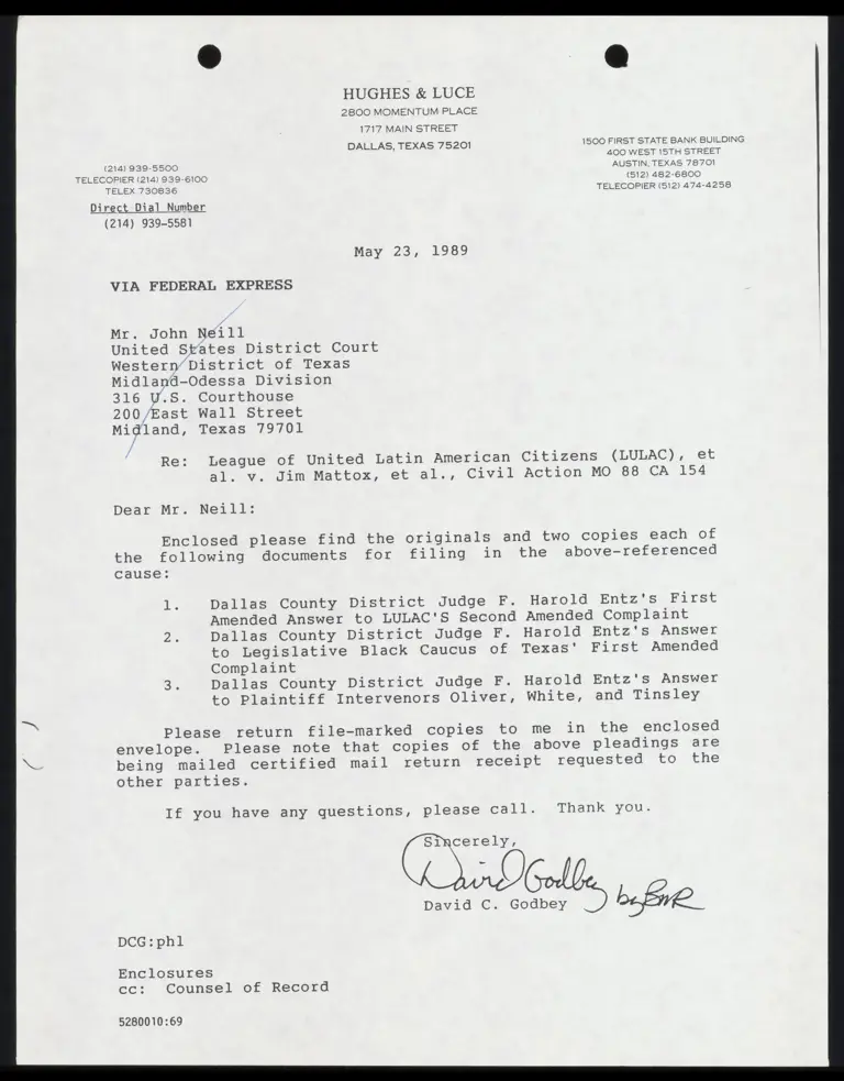 Dallas County Judge Entz's Answers to Plaintiffs Complaints preview