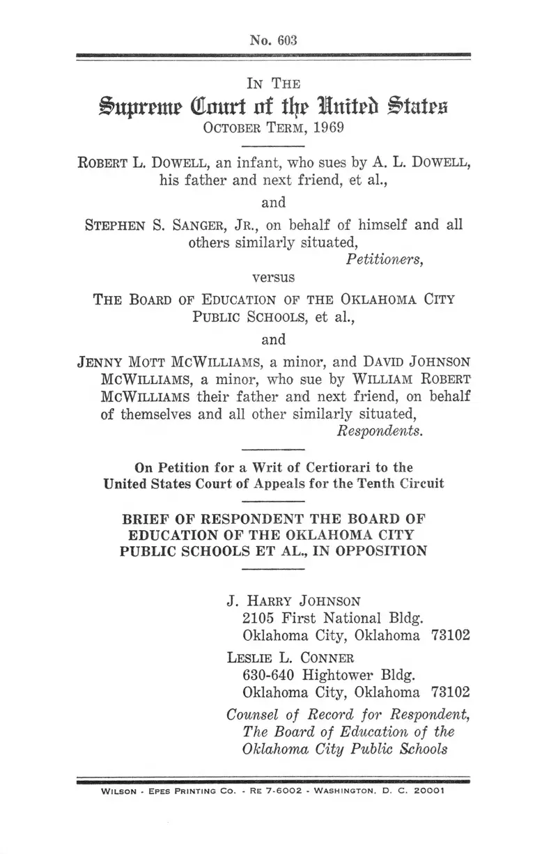 Dowell v. Oklahoma City Board of Education Brief of the Respondent in Opposition preview