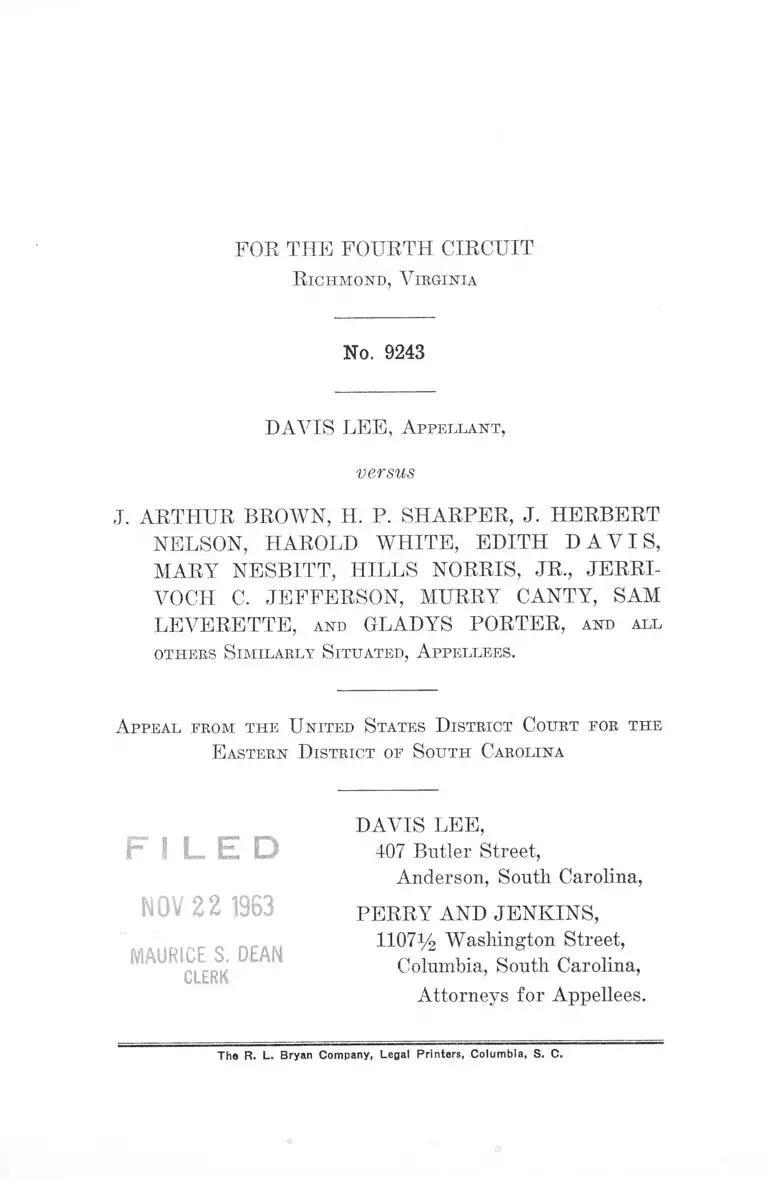 Lee v. Brown Appellants Brief and Appendix preview