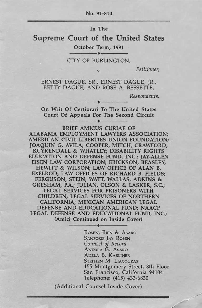 Burlington v Dague Sr Brief Amicus Curiae preview