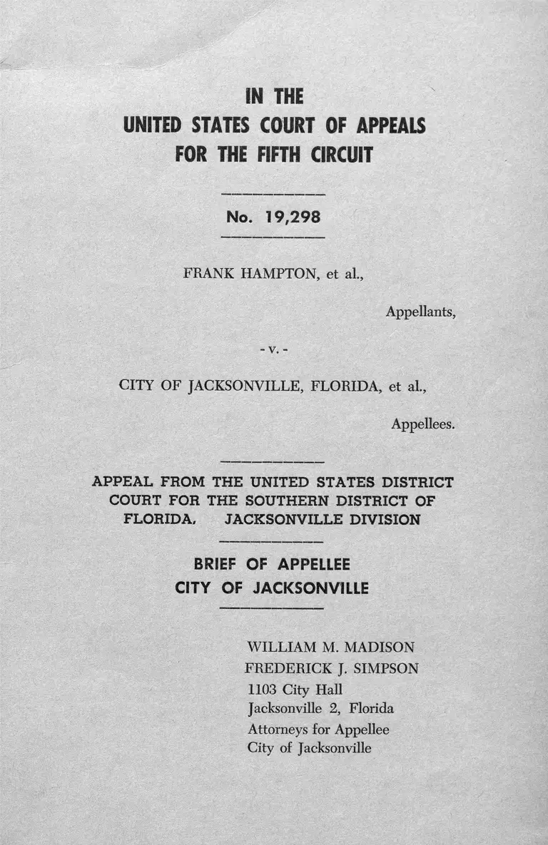 Hampton v. City of Jacksonville, FL Brief of Appelle City of Jacksonville preview