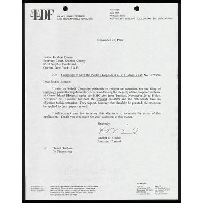 Copy of Letter to Justice Posner From Godsil RE Request of Extension for Filing preview