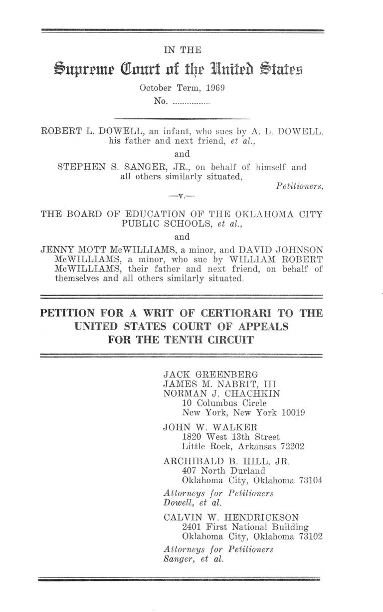 Dowell v. Oklahoma City Board of Education Petition for a Writ of Certiorari to the US Court of Appeals for the Tenth Circuit preview