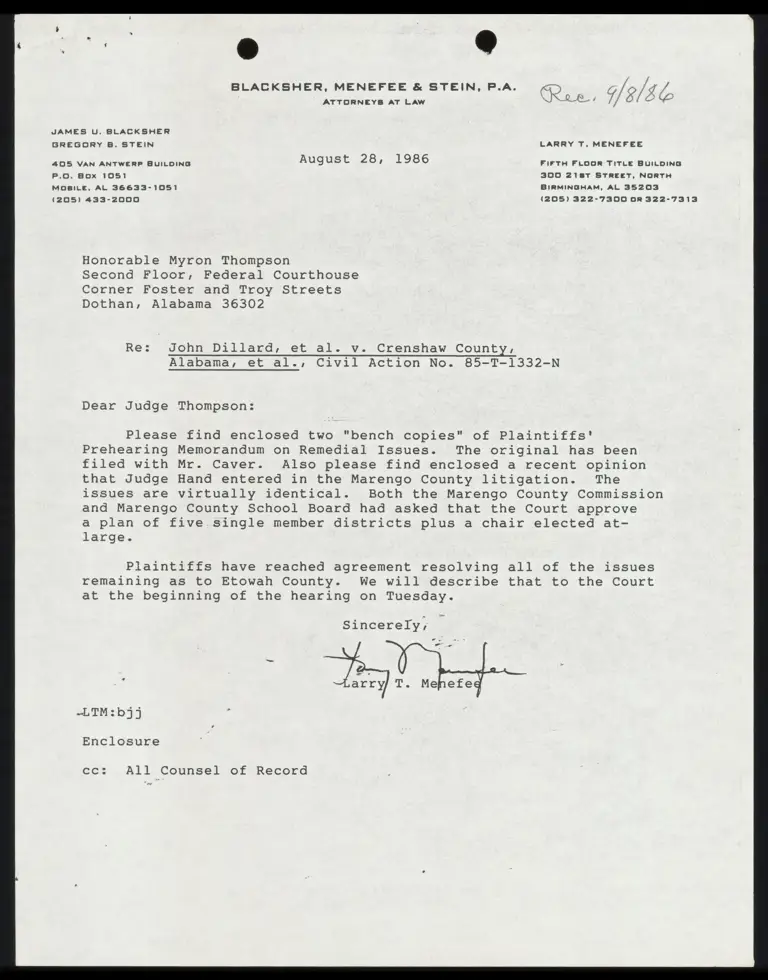 Plaintiffs' Prehearing Memorandum on Remedial Issues; Clark v. Marengo County Prelusion preview