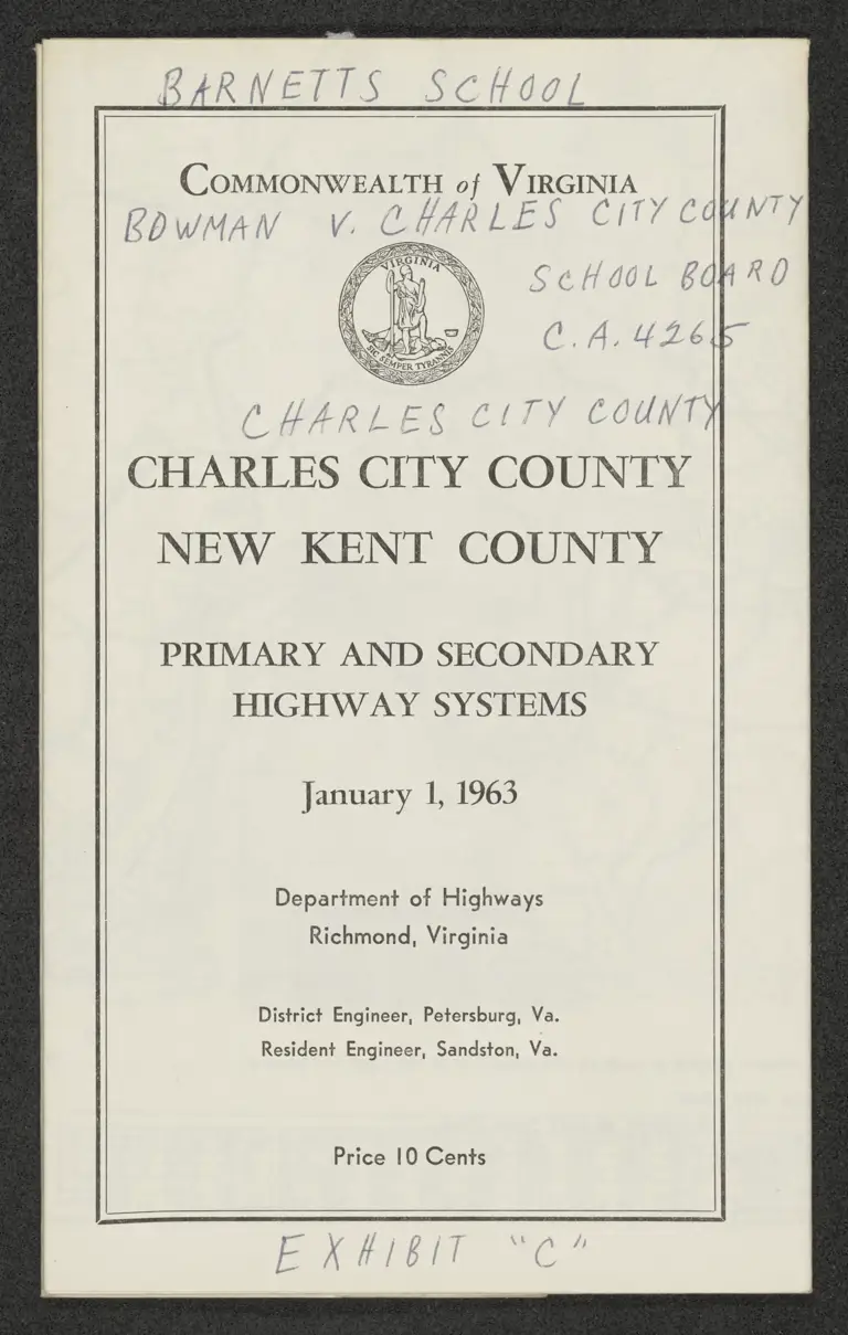 Maps Primary and Secondary Highway Systems in Charles City and New Kent Counties preview