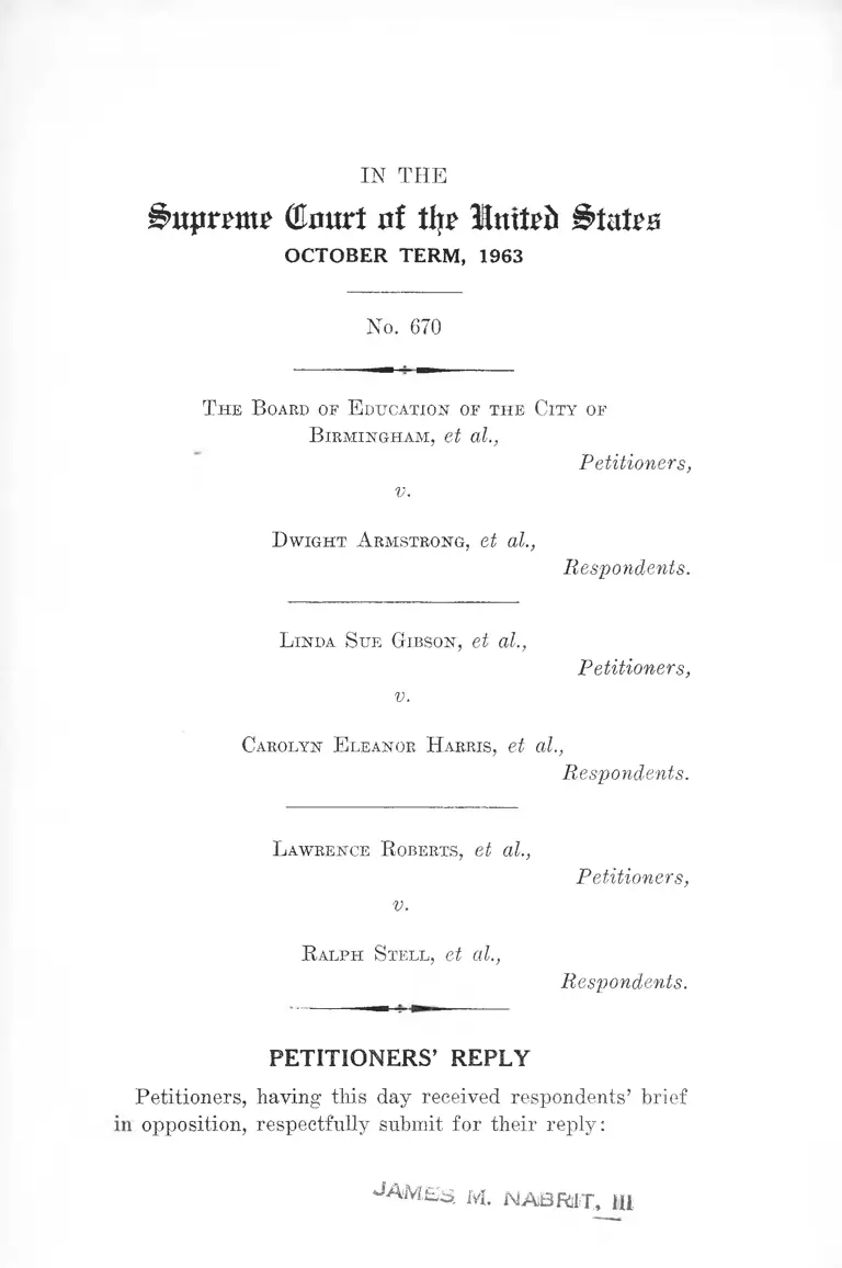 Board of Education of the City of Birmingham v. Armstrong Petitioners' Reply preview