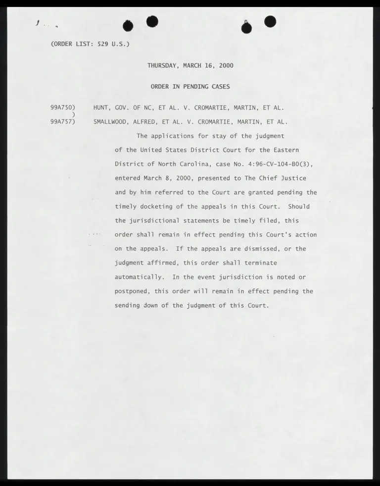 Order in Pending Cases preview