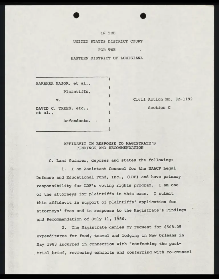 Affidavit in Response to Magistrate's Findings and Recommendation preview