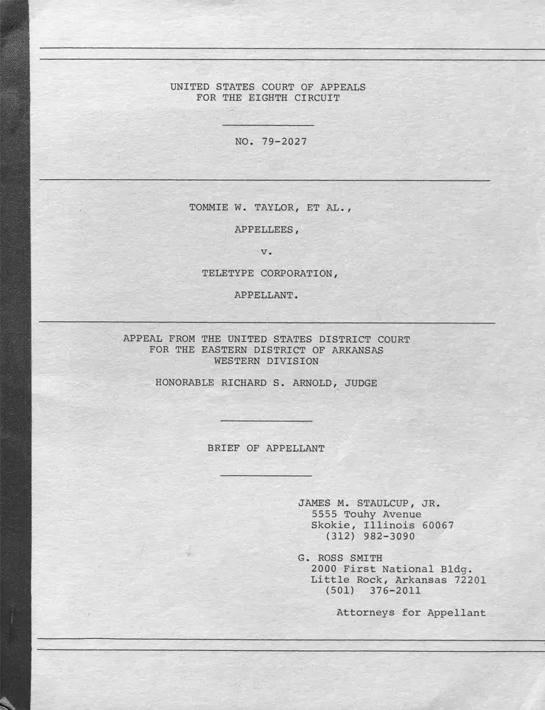 Taylor v. Teletype Corporation Brief of Appellant preview