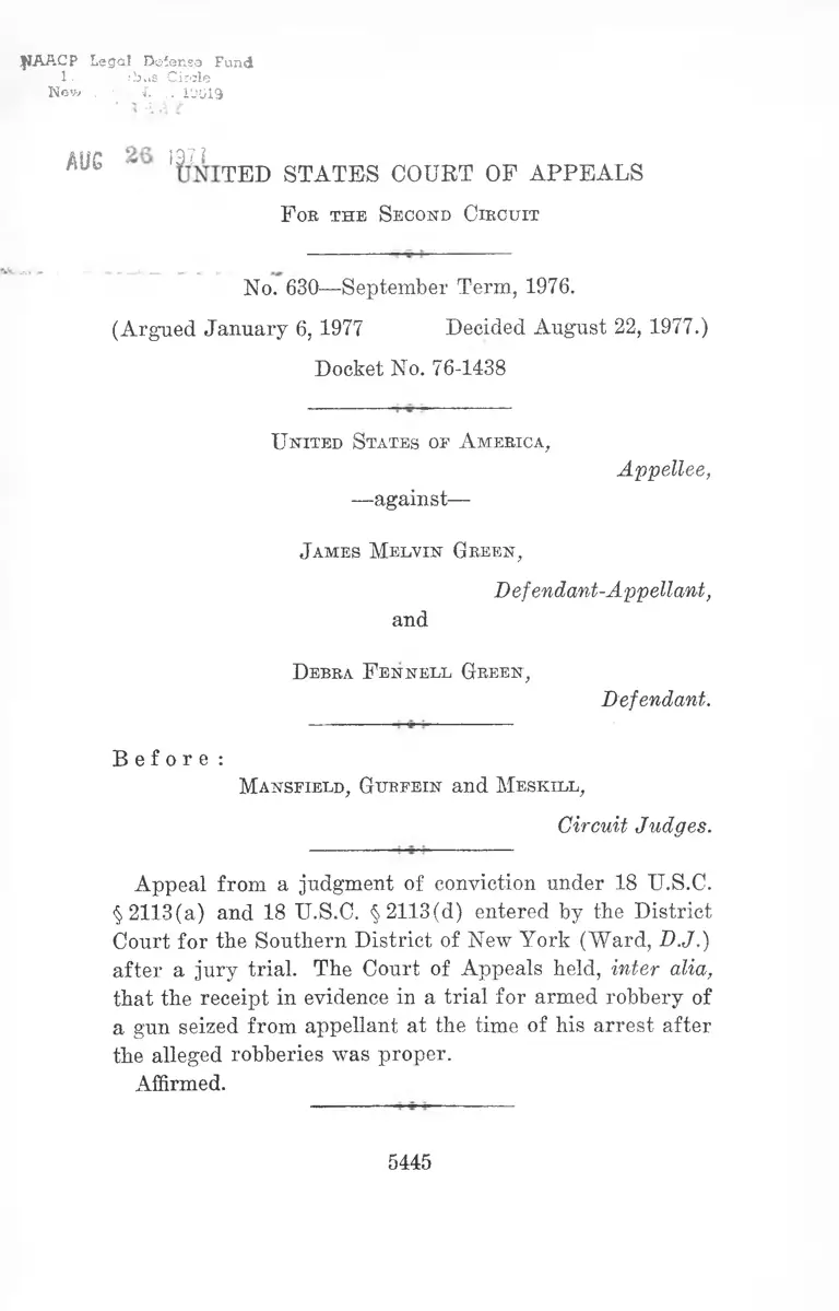 United States v. Green Opinion preview