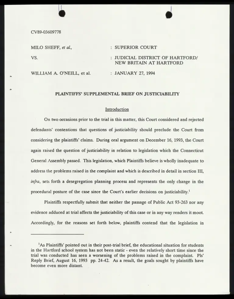 Plaintiffs' Supplemental Brief on Justiciability preview