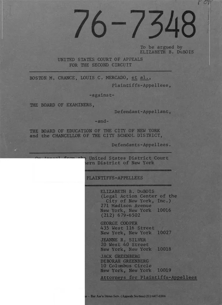 Chance v. Board of Examiners Brief of Plaintiffs-Appellees preview