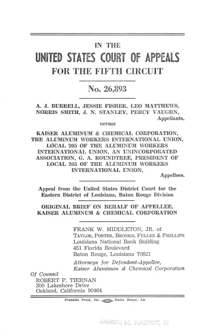 Burrell v Kaiser Aluminum and Chemical Company Original Brief on Behalf of Appellee preview