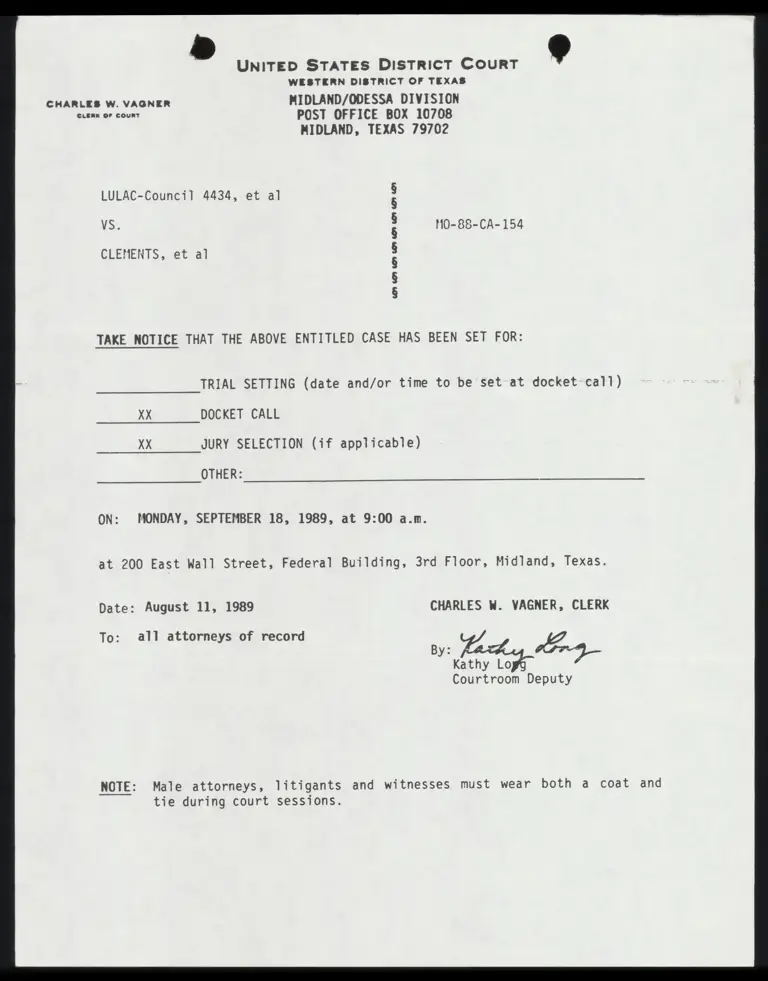 Notice of Docket Call and Jury Selection preview