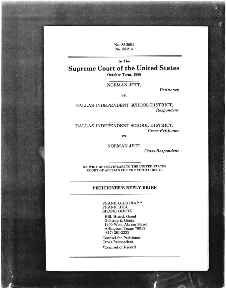 Jett v. Dallas Independent School District Petitioner's Reply Brief preview