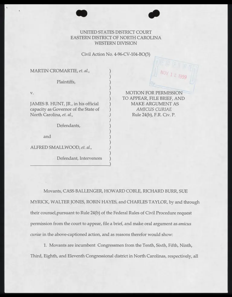 Motion and Supporting Brief for Permission to Appear, File Brief, and Make Argument as Amicus Curiae preview