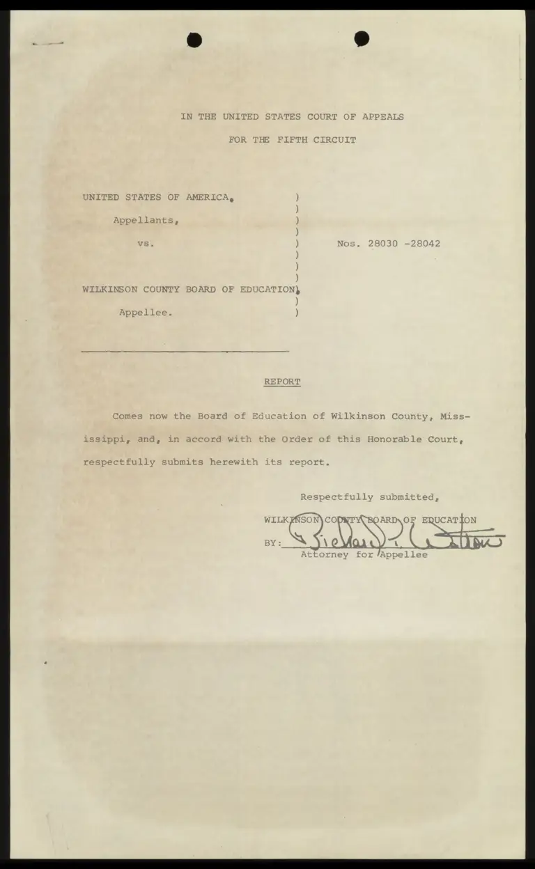 Report on Wilkinson County Case preview
