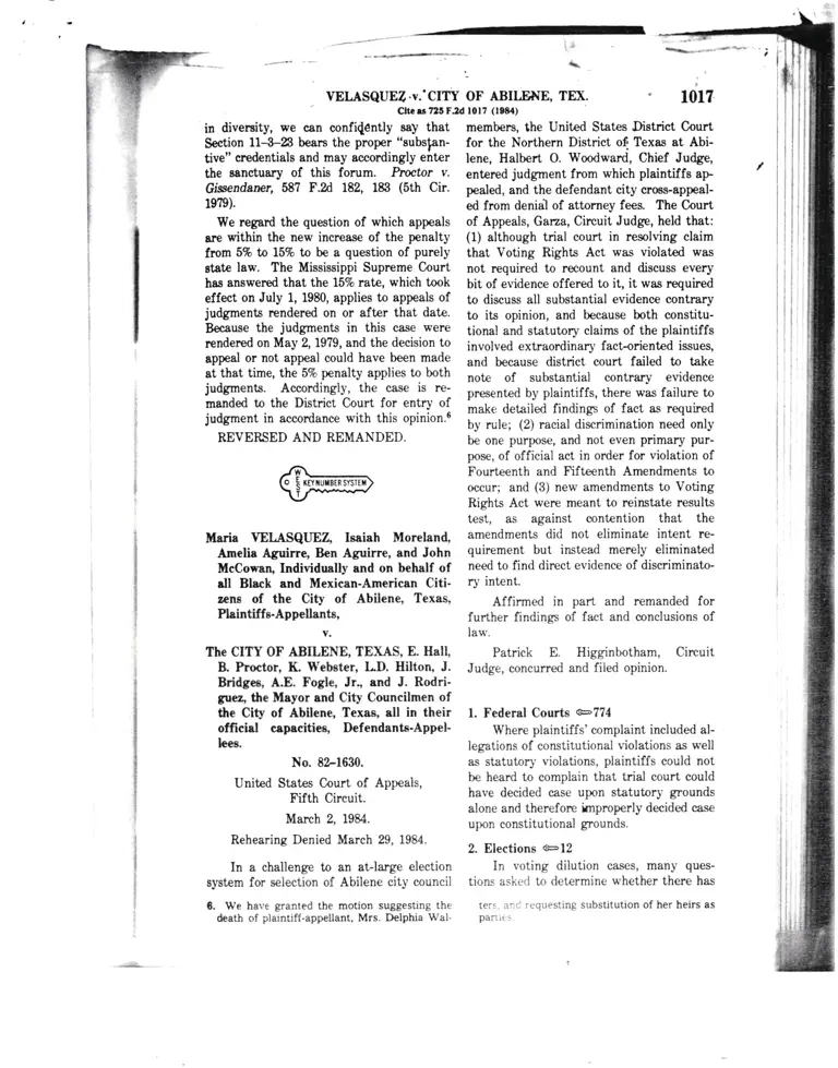 Velasquez v. City of Abilene Court Opinion preview