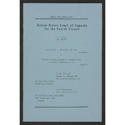 Brief for Appellant -- Bowman v. County School Board of Charles City County preview