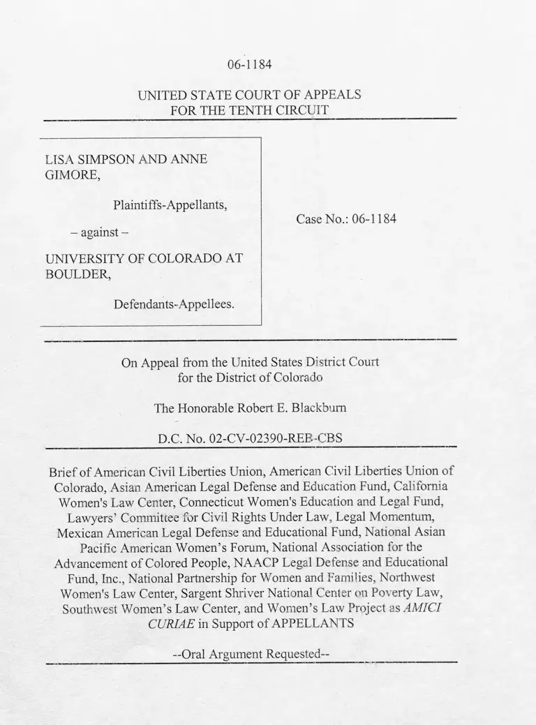 Simpson v CU Boulder Brief of Amici Curiae preview