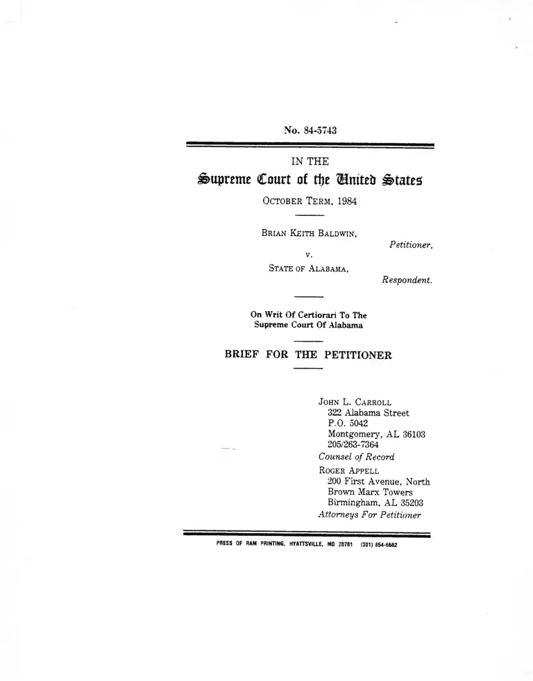 Baldwin v. Alabama Brief for the Petitioner preview