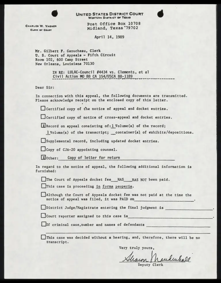 Transmittal Form for Copy of Letter for Return preview