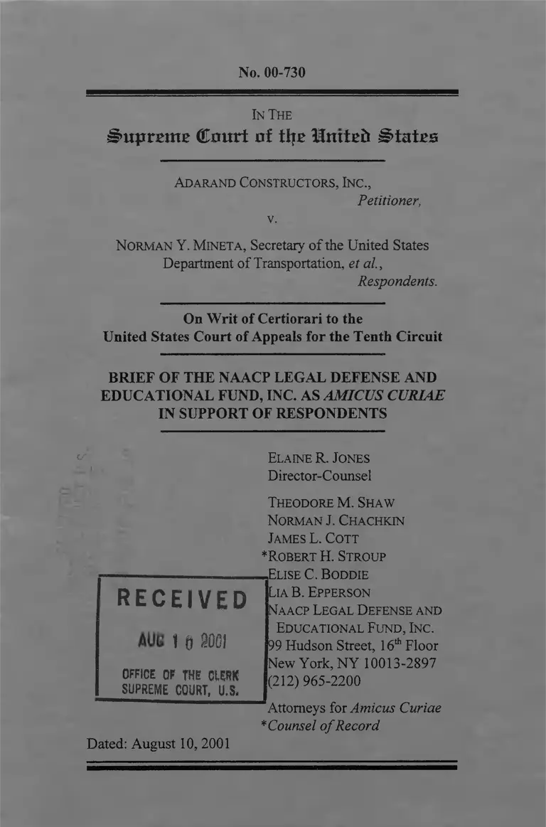 Adarand Constructors Inc. v. Mineta Brief Amicus Curiae NAACP Legal Defense Fund preview