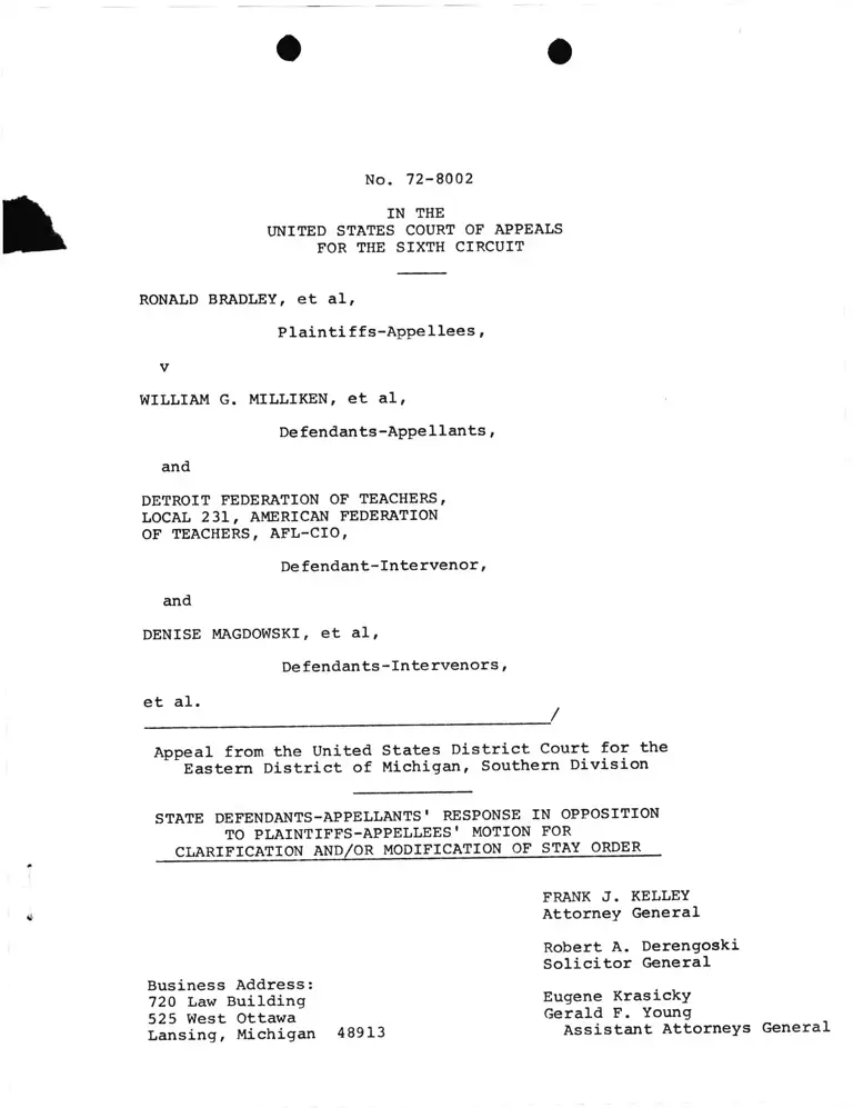 Response in Opposition to Motion for Clarification an/or/ Modification of Stay Order preview