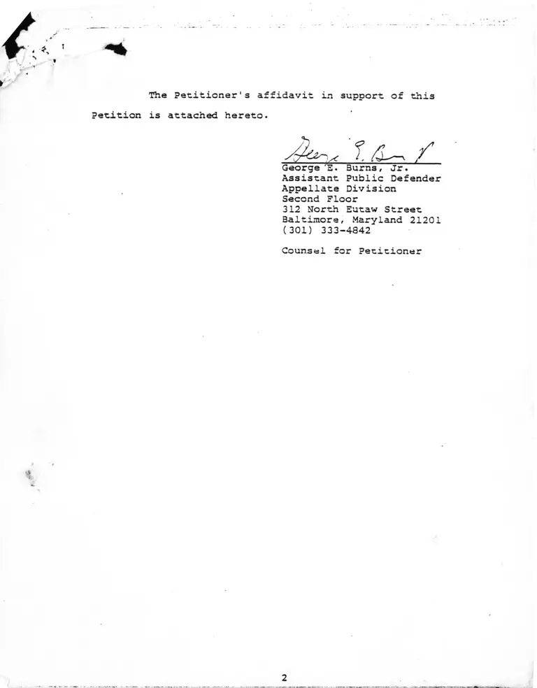 Mills v. Maryland Affidavit of Ralph Mills preview