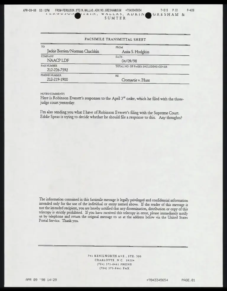 Memo from Hodgkiss to Berrien and Chachkin preview