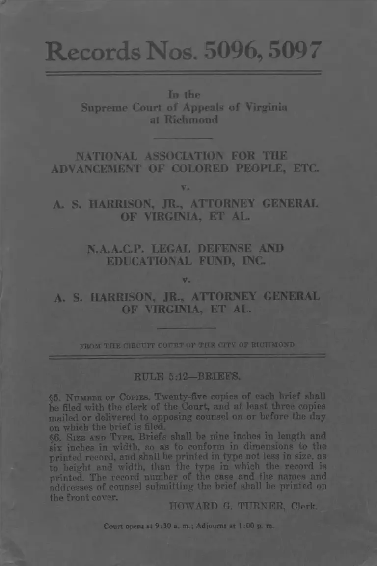 NAACP v. Harrison Record Nos. 5096, 5097 preview