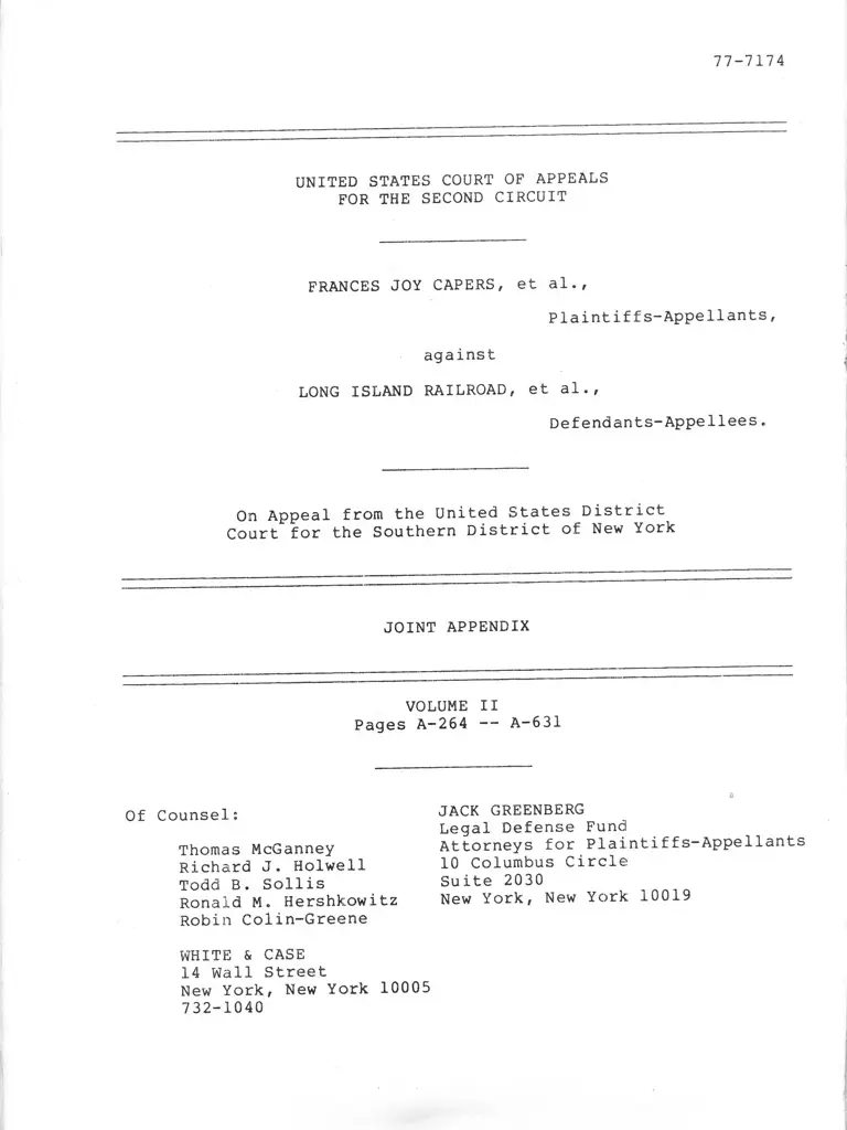Capers v. Long Island Railroad Joint Appendix Volume II preview