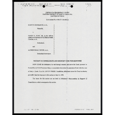 Motion to Consolidate and Shorten Time for Response preview