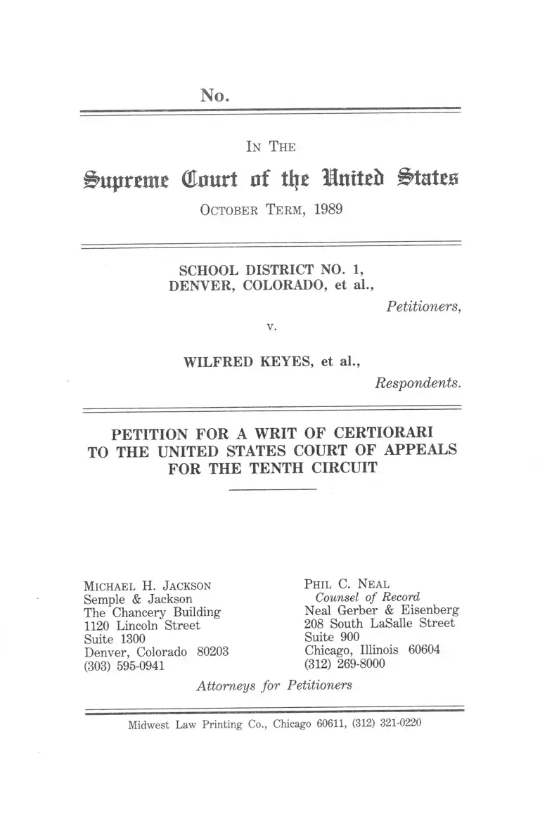 School District No. 1, Denver, CO v. Keyes Petition for a Writ of Certiorari to the US Court of Appeals for the Tenth Circuit preview
