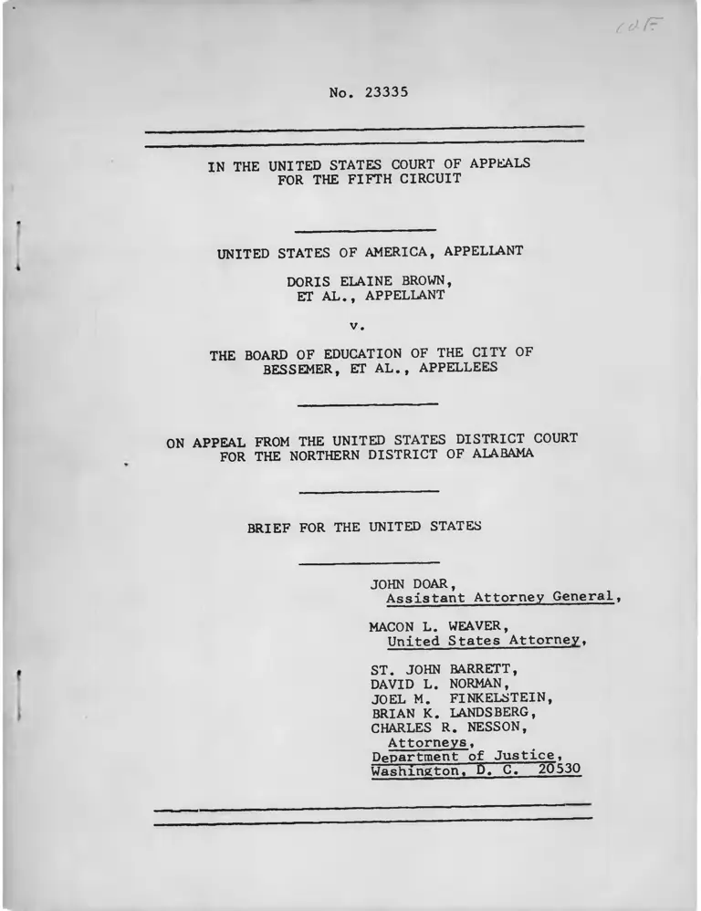 United States v. The Board of Education of the City of Bessemer Brief for Appellant preview