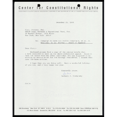 Letter From Olshansky to Johnson RE Amicus Briefs preview