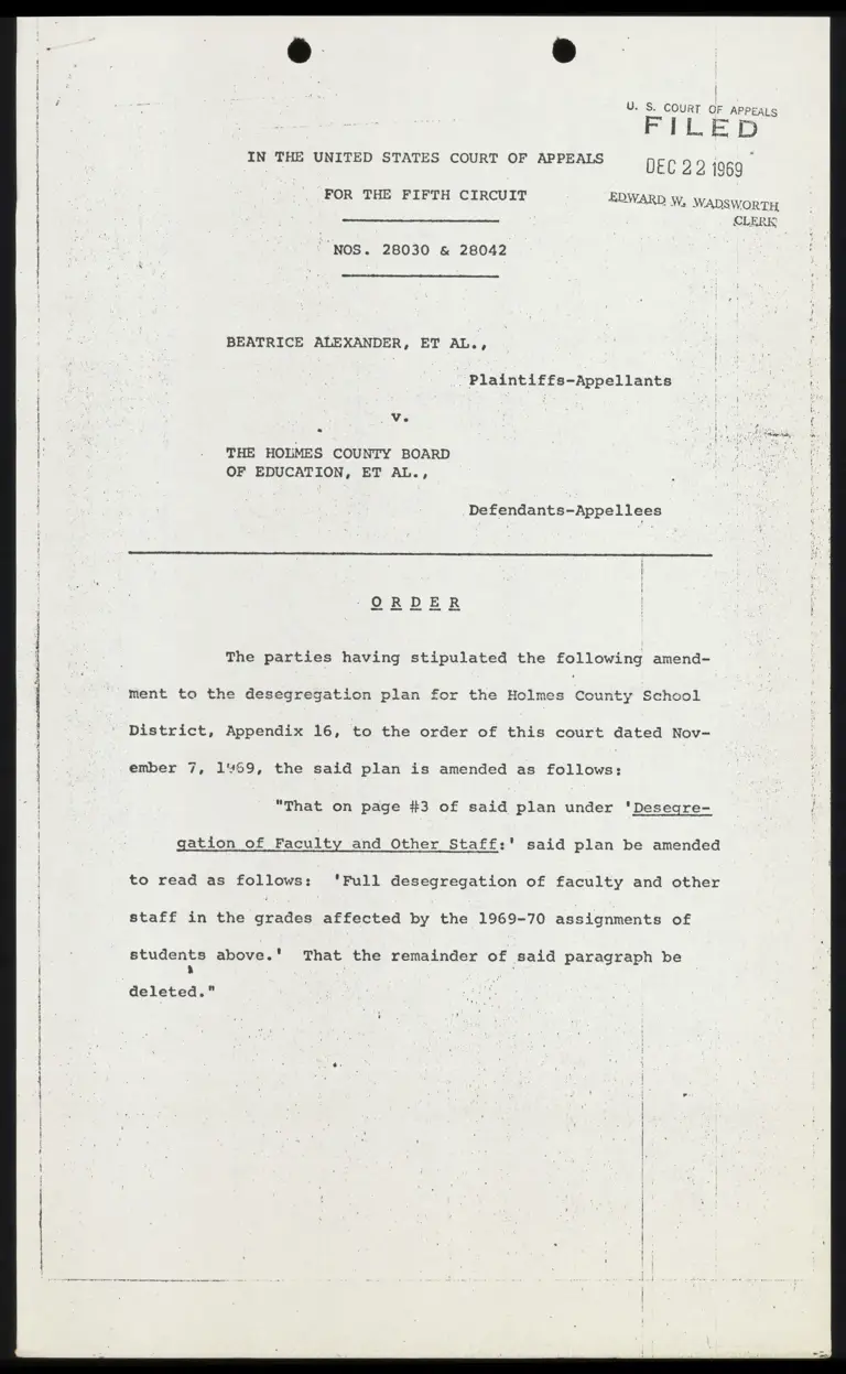 Order to Amend Holmes County Desegregation Plan preview