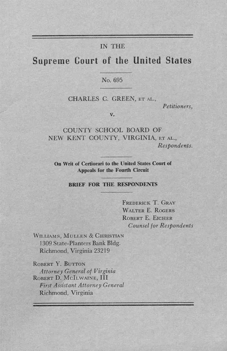 Green v. New Kent County, VA School Board Brief for the Respondents preview