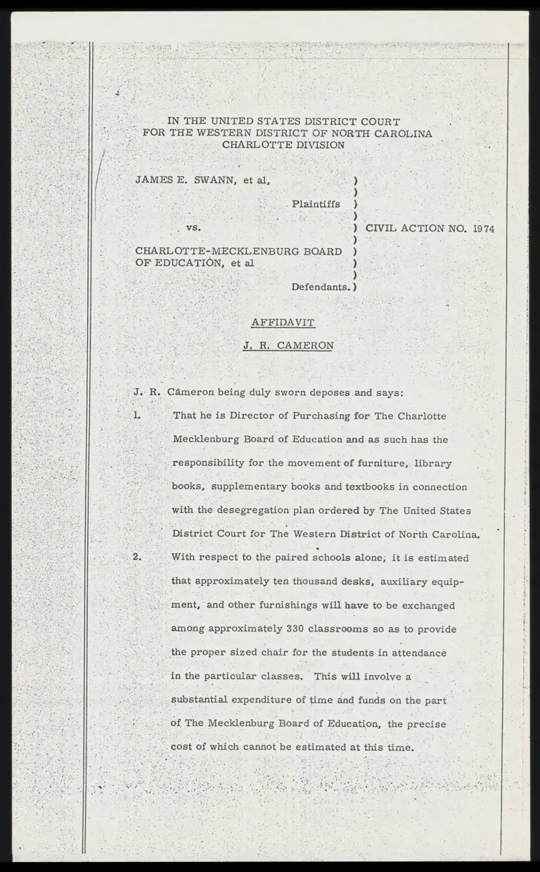 Affidavit of J.R. Cameron preview