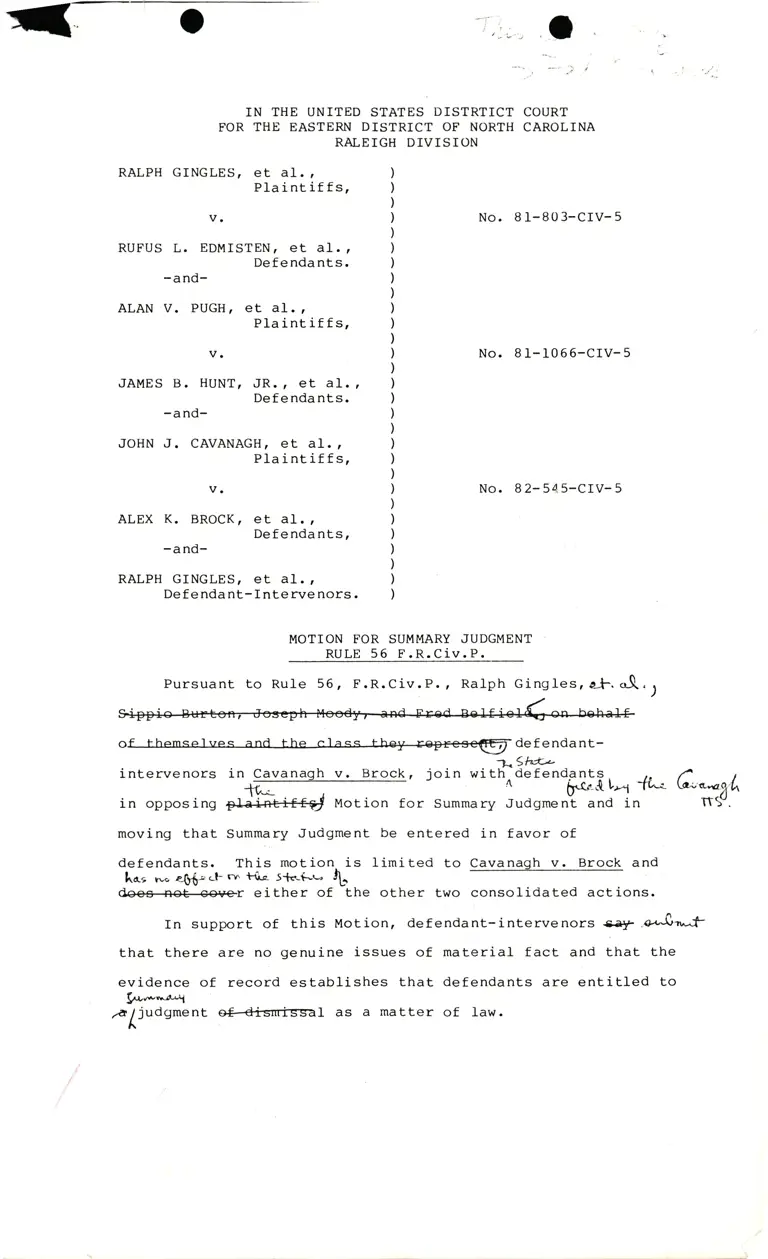 Motion for Summary Judgment Pursuant to RuIe 56 preview
