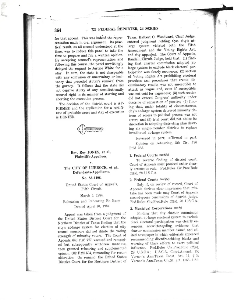 Jones v. City of Lubbock Court Opinion preview