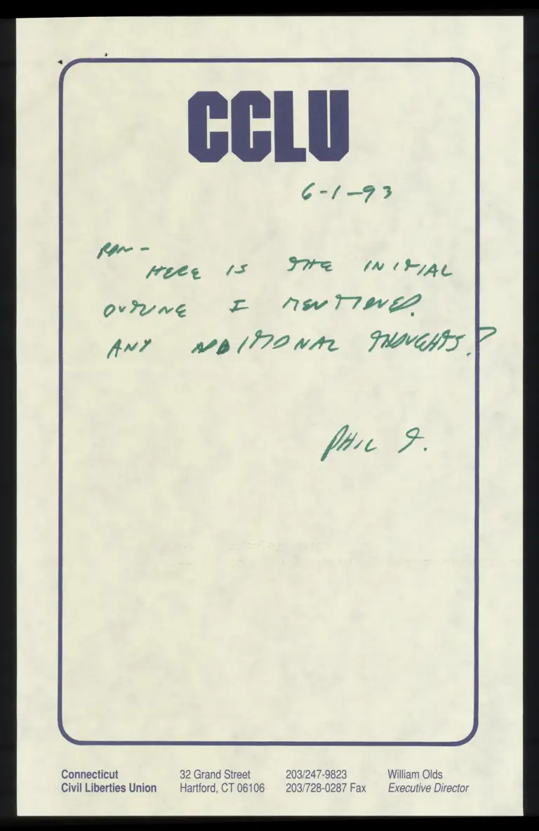 Memo from Tegeler to Ellis with Reply Brief Discussion Outline preview