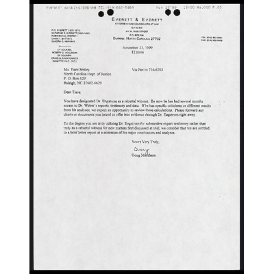 Fax to Smiley from Markham RE: Engstrom Designation preview