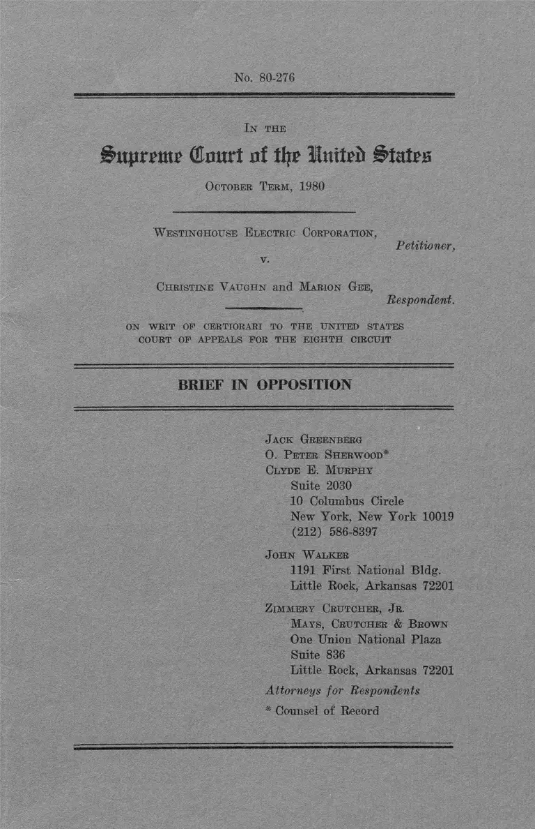 Westinghouse Electric Company v. Vaughn Brief in Opposition preview