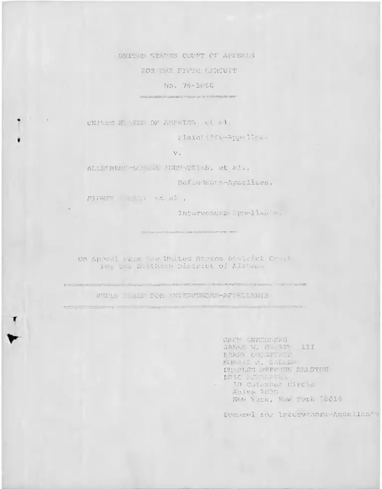 United States v. Allegheny Ludlum Industries Inc. Reply Brief for Intervenors-Appellants preview