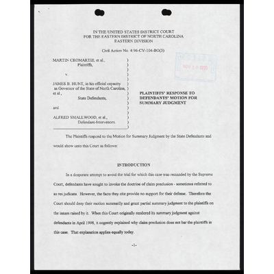 Plaintiffs' Response to Defendants' Motion for Summary Judgment preview