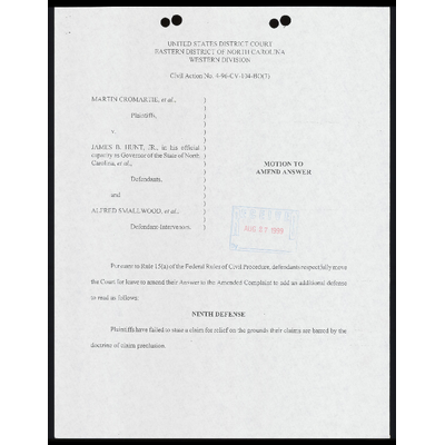 Motion to Amend Answer with Certificate of Service preview