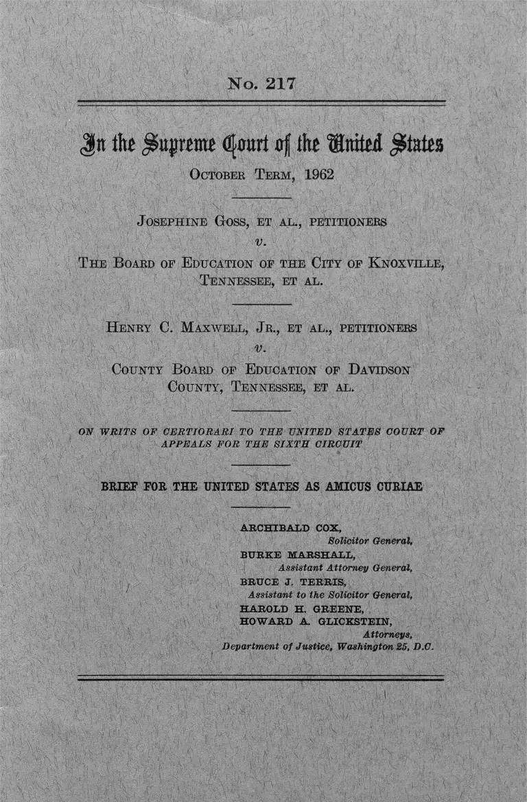 Goss v. Knoxville, TN Board of Education Brief Amicus Curiae preview