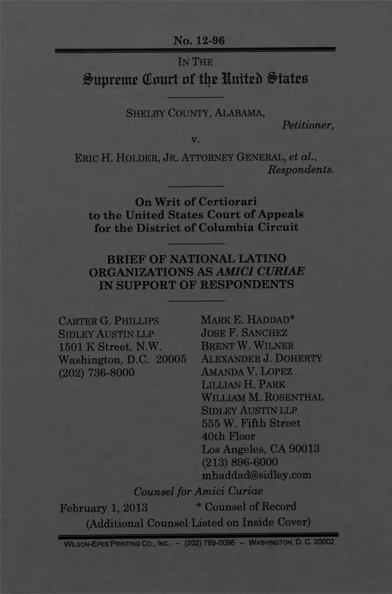 Shelby County v. Holder Brief Amici Curiae preview
